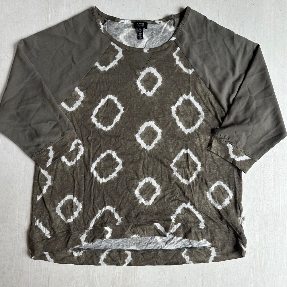 Jones NY Gray Tie Dye Dolman Sleeve Top